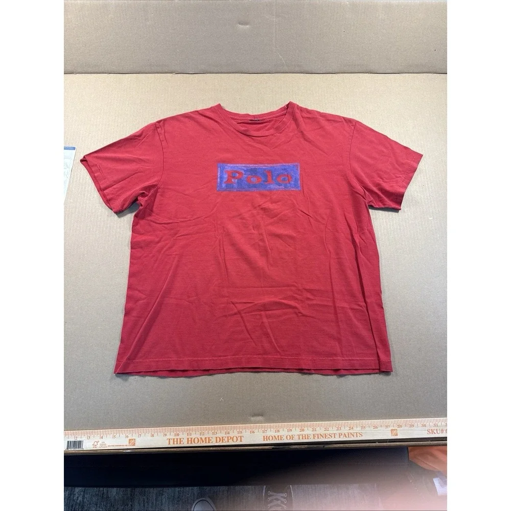 Polo Ralph Lauren Graphic Spellout Crewneck T‎ Shirt Red, See Measurements